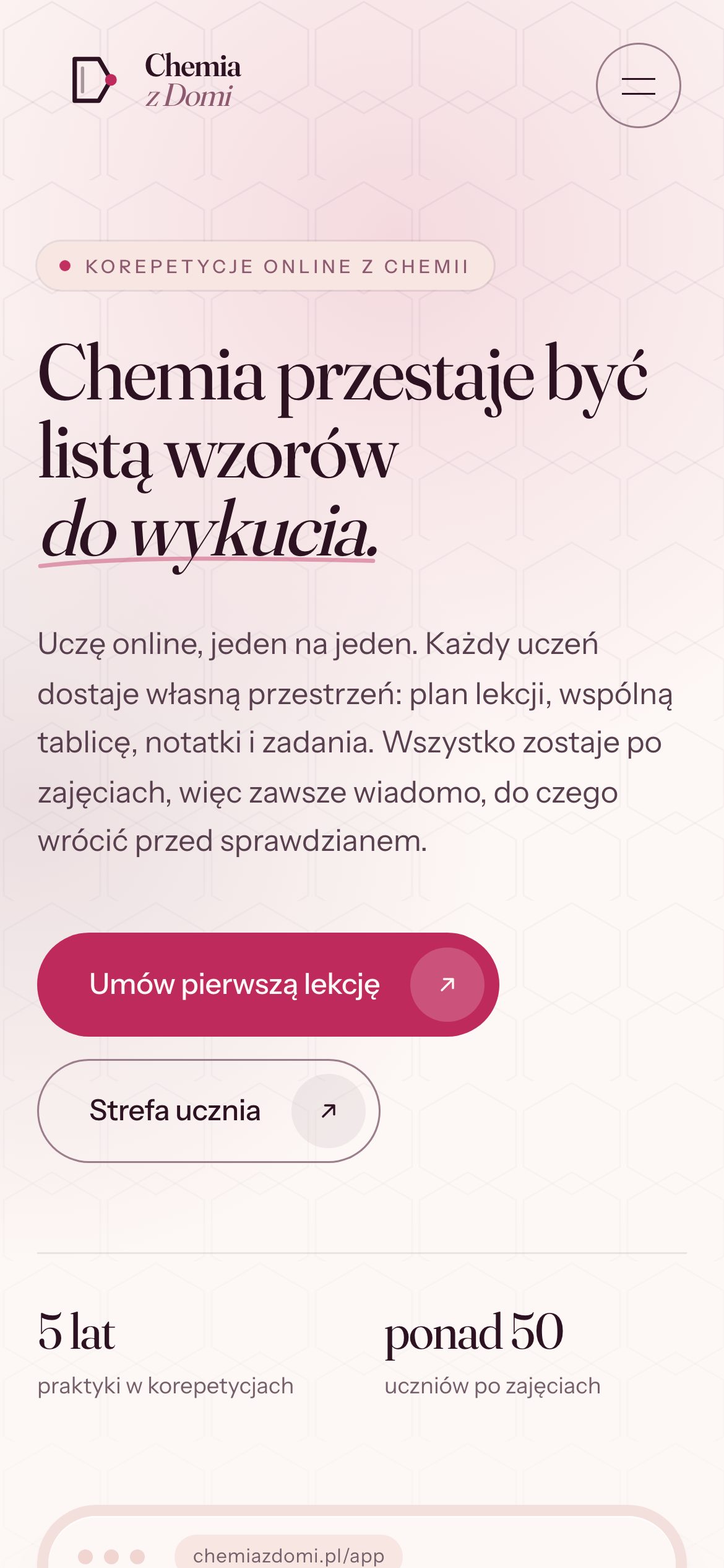 Platforma Chemia z Domi w wersji na telefon